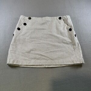Banana Republic Blue Stripe Button Side Mini Skirt 14 Nautical ALine S/547958-00